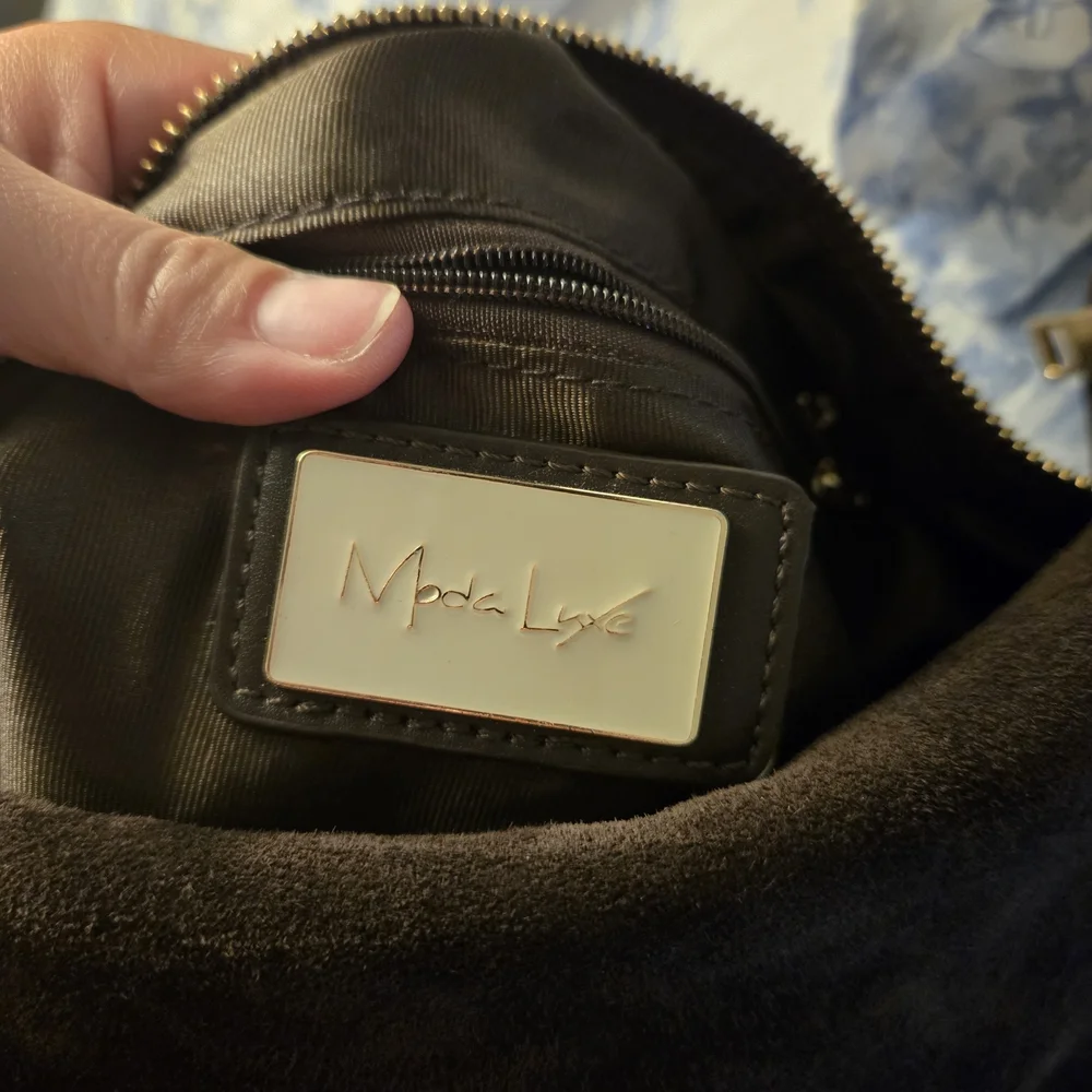 Dark Brown Suede Shoulder Bag - Picture 4 of 5